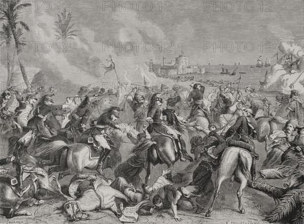 Napoleonic Wars: Battle of Abukir, (25 July 1799), 1879. Creator: Octave Jahyer.