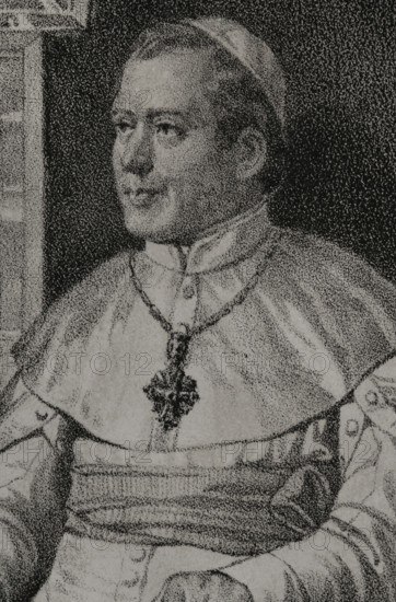 Pius IX, (1792-1878), Italian pope (1846-1878), 1852. Detail.  Creator: Julio Donón.