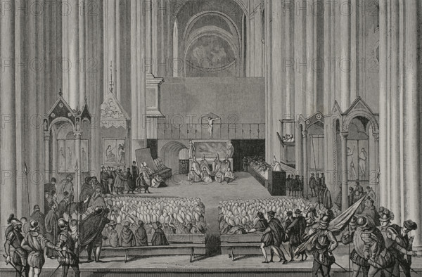 Session of the Council of Trent in 1555, (1877).  Creator: Jules Jean Marie Joseph Huyot.
