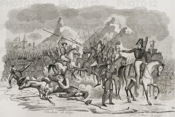 First Carlist War, (1833-1840): Action of Zalduendo, 1842.  Creator: Pedro Celestino Mare.