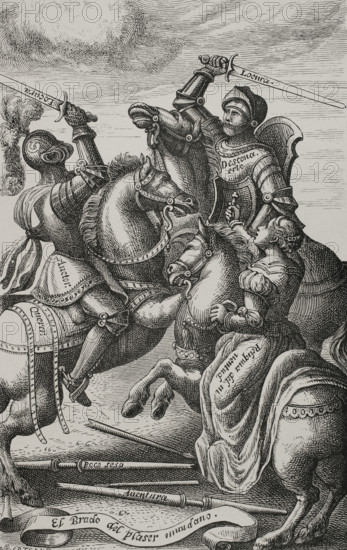 The chivalry represented by allegorical characters, 1553, (1877).  Creator: Jules Jean Marie Joseph Huyot.