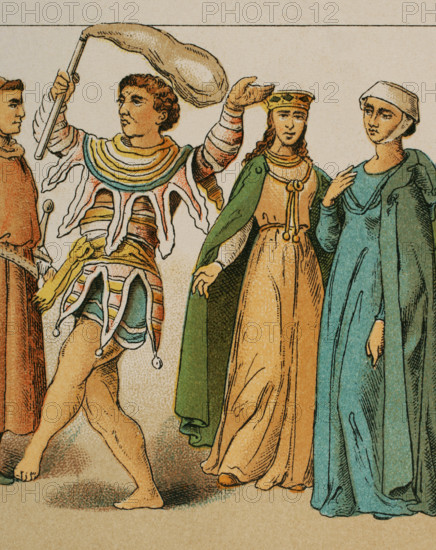 Buffoon and ladies, 1200, (1884). Creator: Unknown.