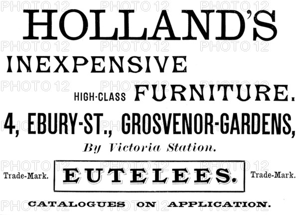 Advertisement for Holland’s Inexpensive Furniture, 1890. Creator: Unknown.