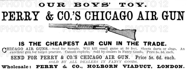 Advertisement for Perry & Co.’s Chicago Air Gun, 1890. Creator: Unknown.