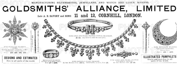 Advertisement for Goldsmiths’ Alliance, Limited, 1890. Creator: Unknown.