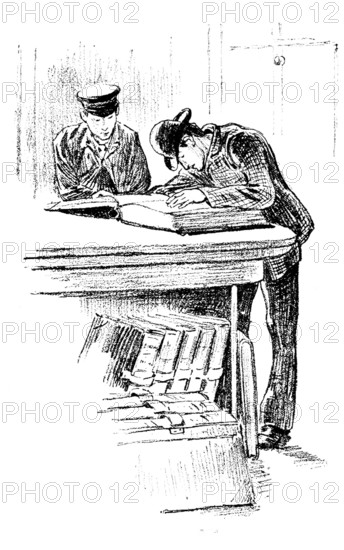 Sketches at the General Register Office, Somerset House: On the Scent, 1890. Creator: Unknown.