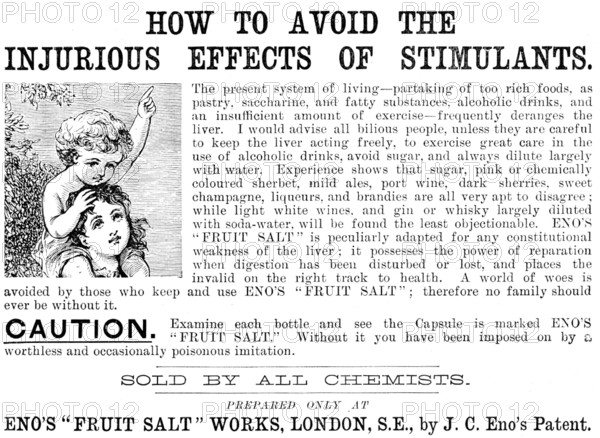 Advertisement for Eno’s "Fruit Salt", 1890. Creator: Unknown.