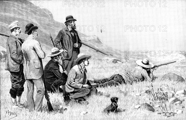 Boer and British Shots: a friendly trial of skill in Swaziland, 1890. Creator: H. F. Davey.