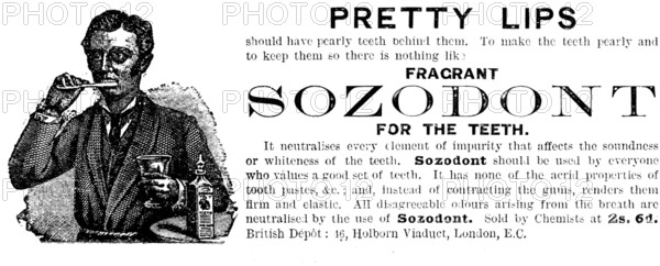 Advertisement for Sozodont for the Teeth, 1890. Creator: Unknown.
