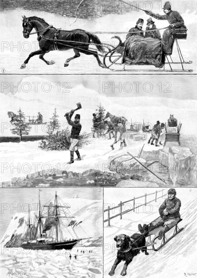 Winter Scenes in Newfoundland, 1890. Creator: R. Taylor.