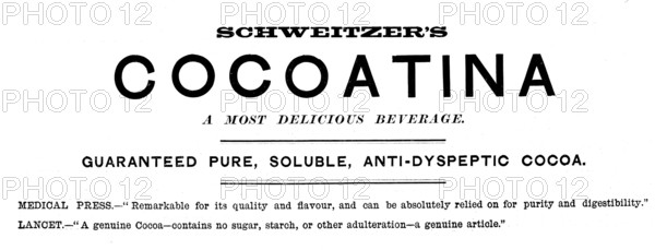 Advertisement for Schweitzer’s Cocoatina, 1890. Creator: Unknown.