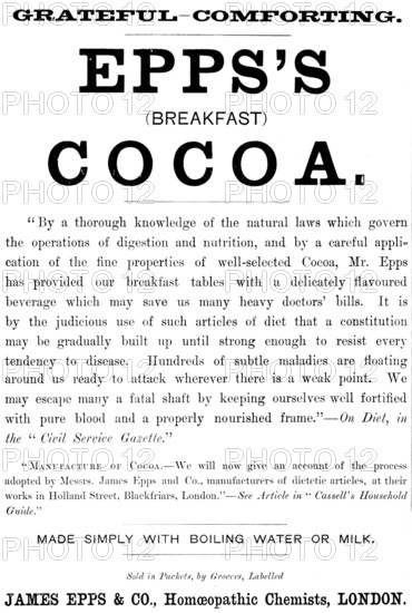 Advertisement for Epps’s (Breakfast) Cocoa, 1890. Creator: Unknown.