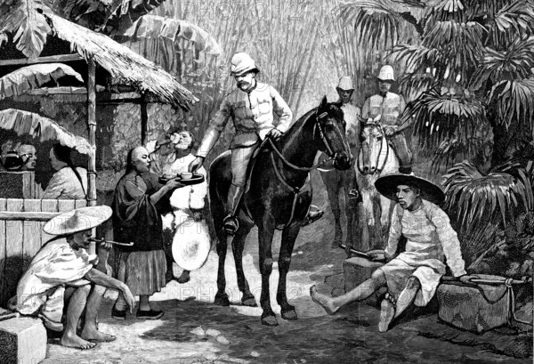 Sketches in Formosa: halt on the road, 1890. Creator: Unknown.