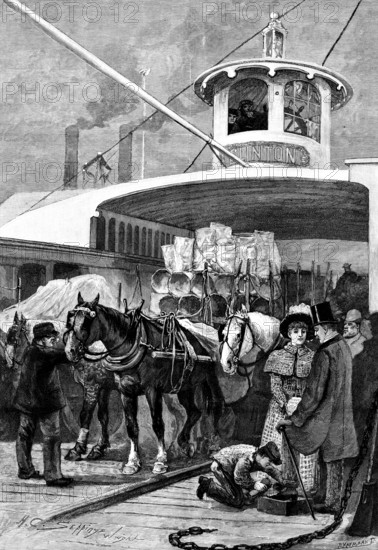 America revisited by our Special Artist: Fulton Ferry, New York, 1890. Creator: P Naumann.