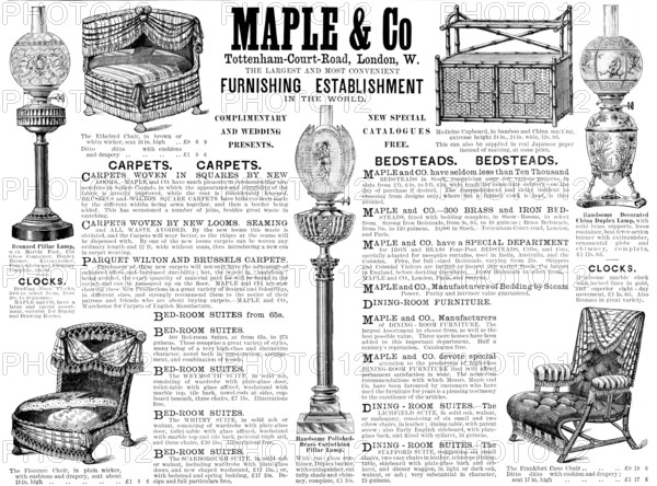 Advertisement for Maple & Co, Furnishing Establishment, 1890. Creator: Unknown.