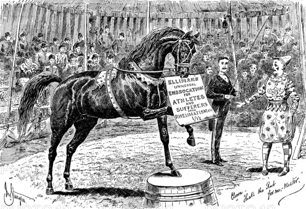 Advertisement for Elliman's Universal Embrocation, 1890. Creator: William Stanfield Sturgess.