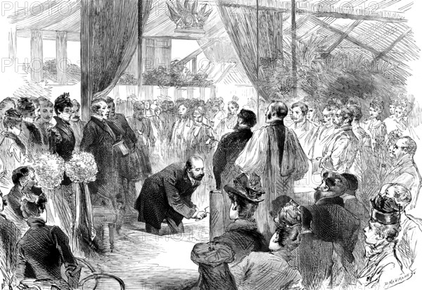 The Prince of Wales laying the Memorial-Stone of the St. Martin’s Parochial Buildings, 1890. Creator: P Naumann.