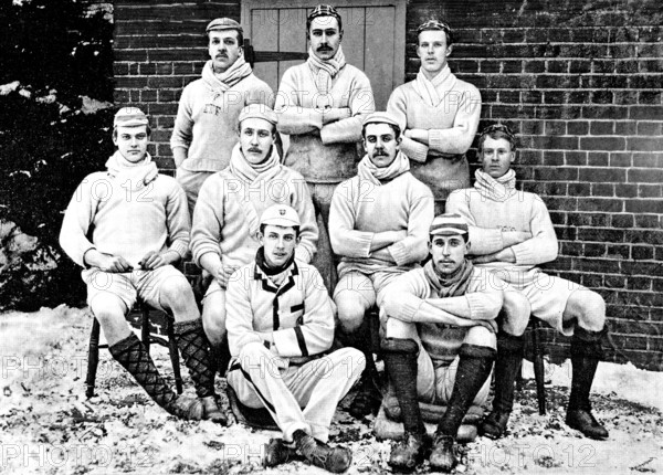The Oxford and Cambridge Universities’ Boat-Race - the Cambridge crew, 1890. Creators: Stearn, George Meisenbach.