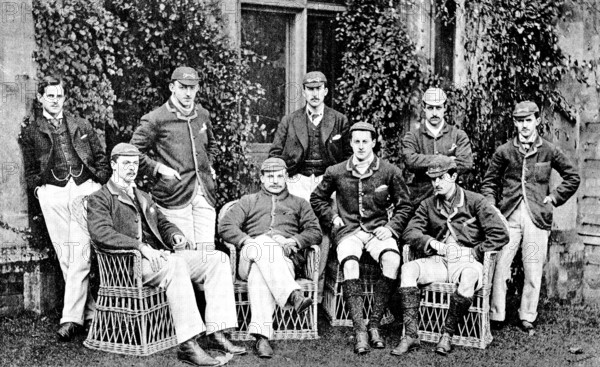 The Oxford and Cambridge Universities’ Boat-Race - the Oxford crew, 1890. Creators: Russell & Sons, George Meisenbach.