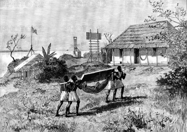 Portuguese in East Africa: signalling post for steamers, and Senhor Pinto’s house, Chilvane..., 1890 Creator: Amedee Forestier.