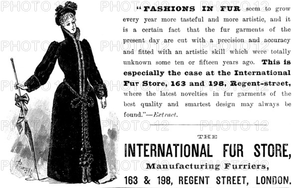 Advertisement for the International Fur Store, 1890. Creator: Unknown.