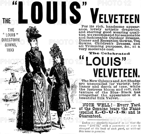 Advertisement for the Celebrated "Louis" Velveteen, 1890. Creator: Unknown.