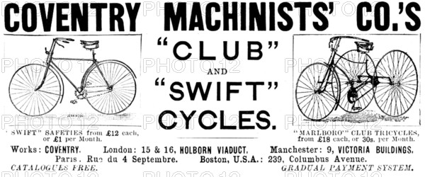 Advertisement for the Coventry Machinists’ Co., 1890. Creator: Unknown.
