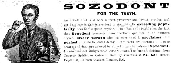 Advertisement for Sozodont for the Teeth, 1890. Creator: Unknown.
