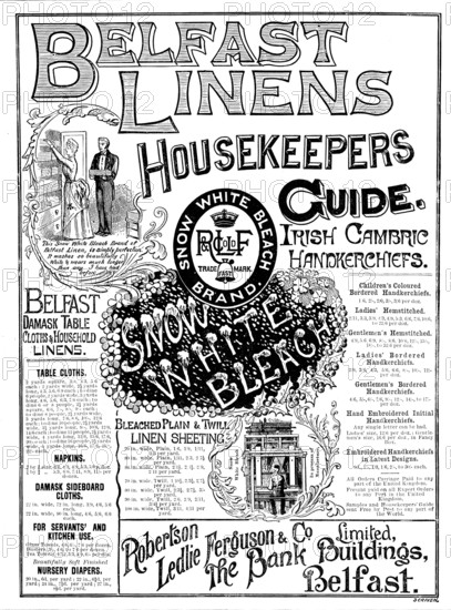 Advertisement for Belfast Linens, 1890. Creator: Unknown.