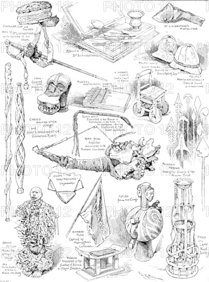 Sketches at the Stanley and African Exhibition, 1890. Creator: Frederick George Kitton.