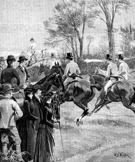 House of Commons’ Steeplechase at Rugby, March 29. - rush at the first fence, 1890. Creator: R. Taylor.