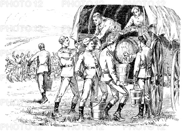 The Easter Volunteer Manoeuvres: utility of our transport service on a hot field day, 1890. Creator: Unknown.