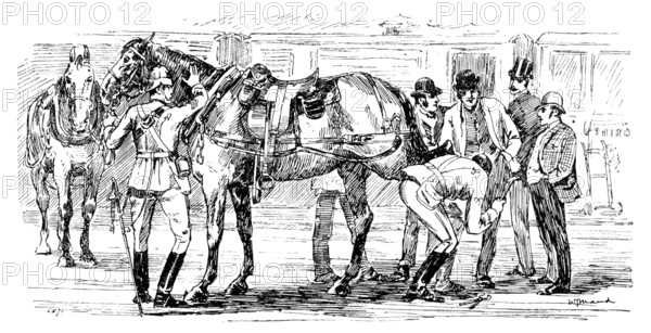 The Easter Volunteer Manoeuvres: we have to put on a new shoe at the Charing-Cross Station, 1890. Creator: Unknown.