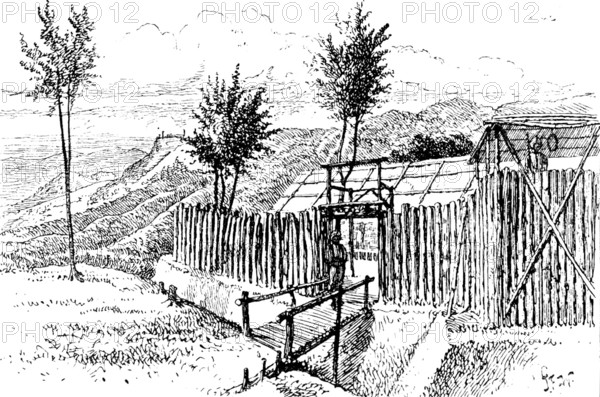 The Lushai Expedition: main entrance of Fort Langleh, with quarter guard, 1890. Creator: Unknown.