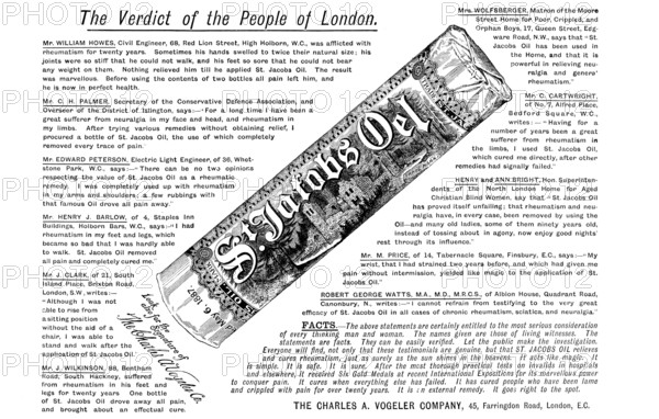 Advertisement for St Jacob’s Oel, 1890. Creator: Unknown.