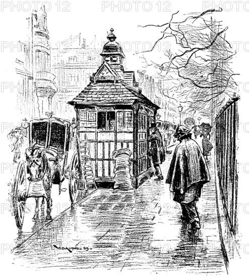 Sketches of London Cabs and Cabmen: a cabmen's shelter, 1890. Creator: Unknown.