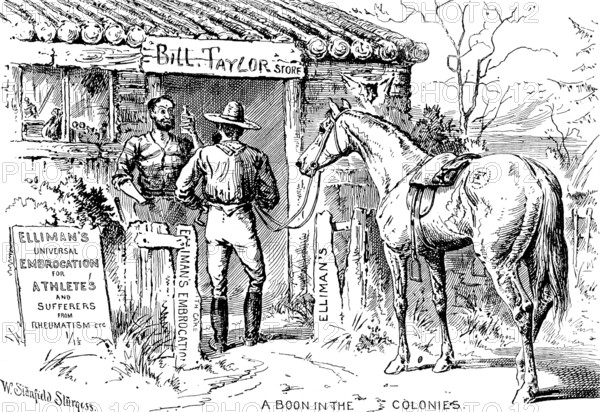 Advertisement for Elliman’s Universal Embrocation, 1890. Creator: William Stanfield Sturgess.