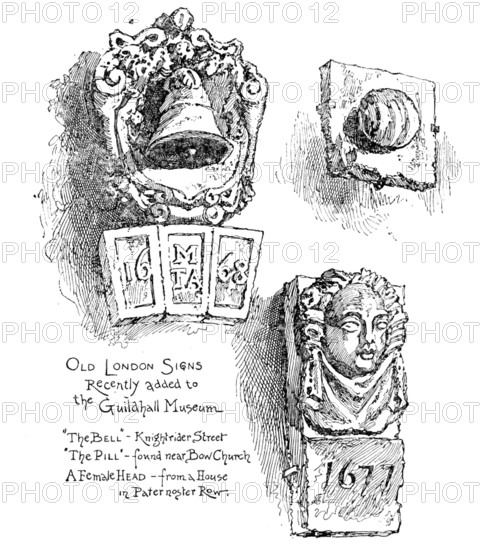 Old tavern signs in London, 1890. Creator: Unknown.