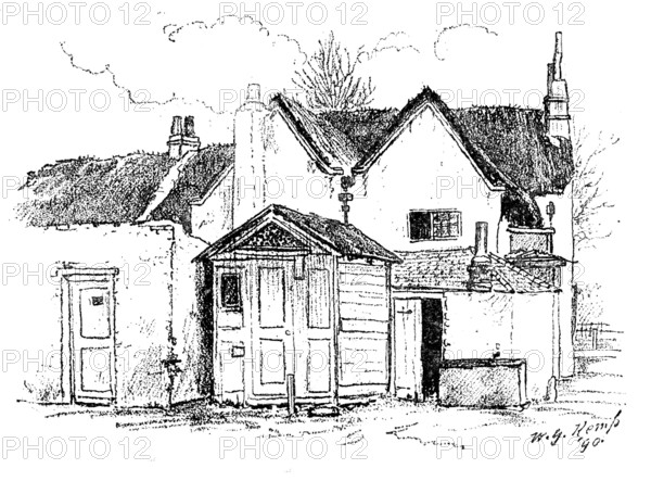 Miles Syndercombe’s Cottage at Shepherd’s Bush Green, about to be demolished: rear view, 1890. Creator: Unknown.