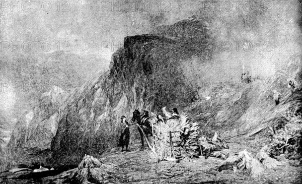 Royal Society of Painters in Water Colours: "Harvest in Cambria" - H. Clarence Whaite, 1890.  Creator: Unknown.