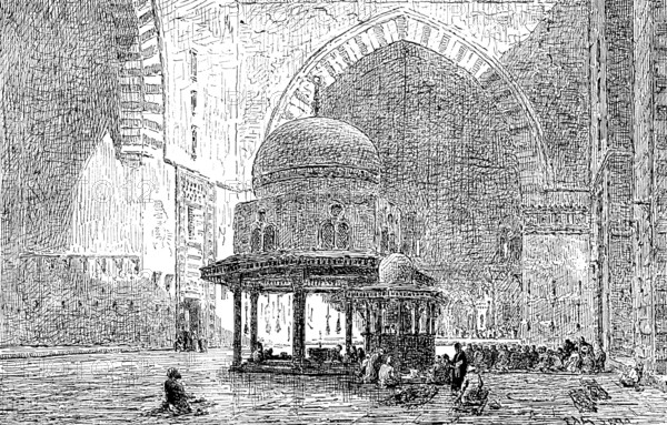 Royal Soc. Painters in Water Colours: "Int. Mosque of Sultan Hassan, Cairo" - E. A. Goodall, 1890. Creator: Unknown.