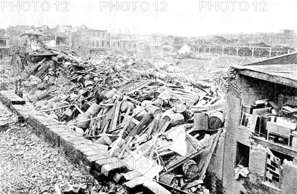 The Cyclone at Louisville, Kentucky, US: Tobacco Warehouse, Tenth Street and Main Street, 1890. Creator: Unknown.