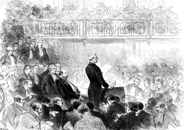 Meeting at St. James’s Hall, to welcome Mr. Stanley, the Prince of Wales in the Chair, 1890. Creator: R. Taylor.