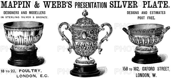 Advertisement for Mappin & Webb’s Presentation Silver Plate, 1890. Creator: Unknown.