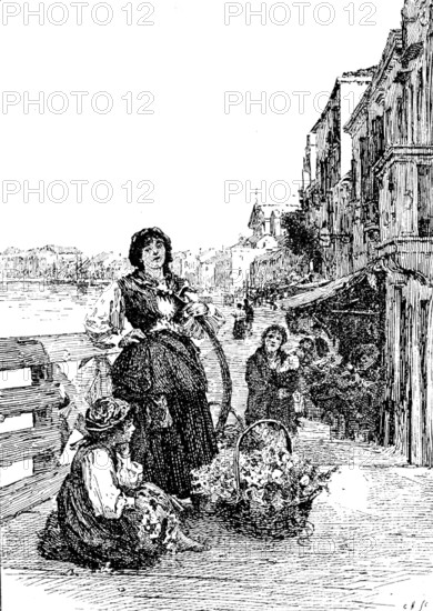 On the Riva of the Giudecca, Venice, H. Woods, A.R.A. - Royal Academy, 1890.  Creator: Carl Hentschel.