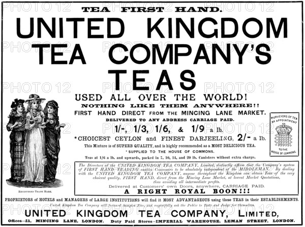 Advertisement for United Kingdom Tea Company, Limited, 1890. Creator: Unknown.