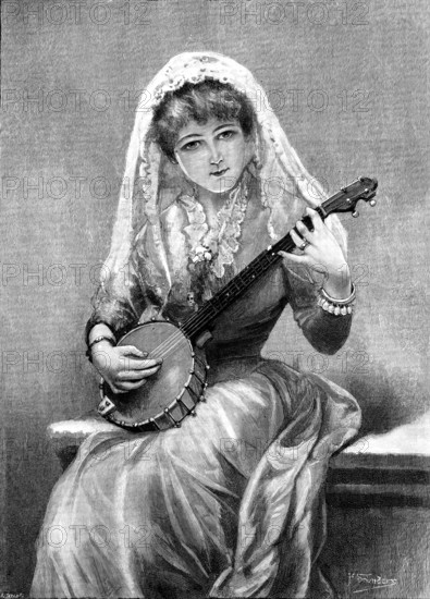 A Banjo Recital, by H. Saunders, 1890. Creator: R. Taylor.