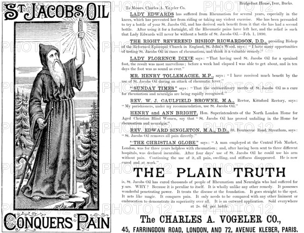 Advertisement for St. Jacob’s Oil, 1890. Creator: Unknown.