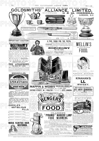 Page of advertisements, 1890. Creator: Unknown.