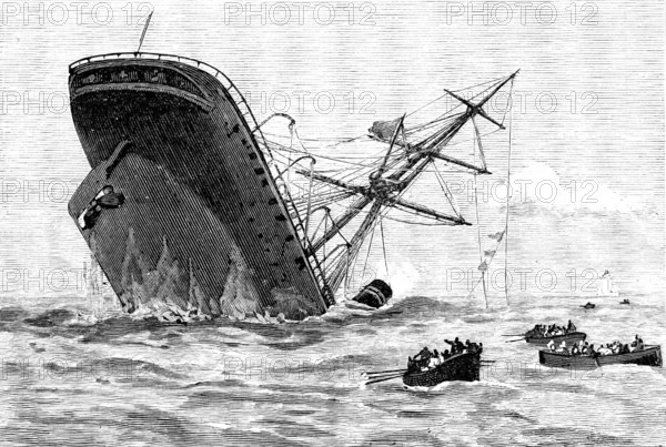 Wreck of the steam-ship Dacca in the Red Sea: going down, two miles from the Daedalus Light, 1890. Creator: Unknown.